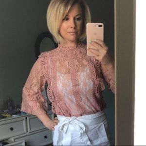 Lacey rose pink turtleneck
